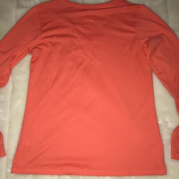 The Nike Tee Women's Orange Dri Fit Athletic Cut Long Sleeve T-Shirt Size Medium - Picture 6 of 6